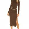 Camila Coelho Benita Midi Dress In Brown 1 Camila Coelho Benita Midi Dress In Brown -CAMILA COELHO Shop COEL WD113 V1
