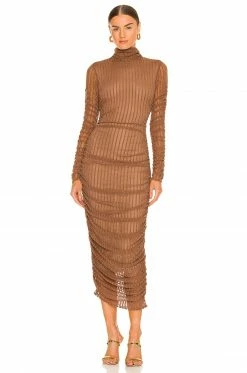 Camila Coelho Joelle Midi Dress In Brown