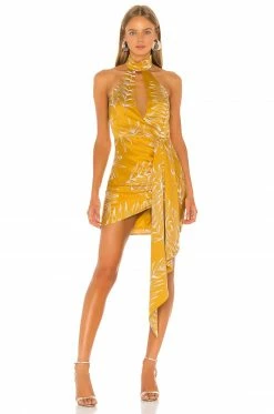 Camila Coelho Antonia Mini Dress In Gold Tropical