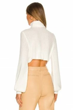 Camila Coelho Cesare Cropped Sweater In White -CAMILA COELHO Shop COEL WK59 V3
