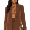 Camila Coelho Morena Blazer In Dark Chocolate