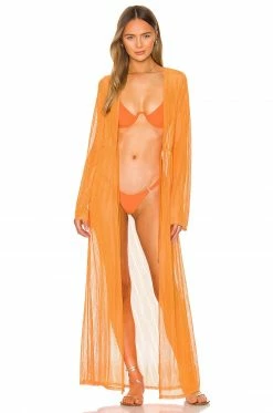 Camila Coelho Nikki Robe In Rustic Orange