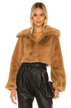 Camila Coelho Cleobella Cropped Faux Fur Jacket In Light Walnut 8 Camila Coelho Cleobella Cropped Faux Fur Jacket In Light Walnut -CAMILA COELHO Shop COEL WO4 V2