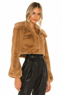 Camila Coelho Cleobella Cropped Faux Fur Jacket In Light Walnut 9 Camila Coelho Cleobella Cropped Faux Fur Jacket In Light Walnut -CAMILA COELHO Shop COEL WO4 V3