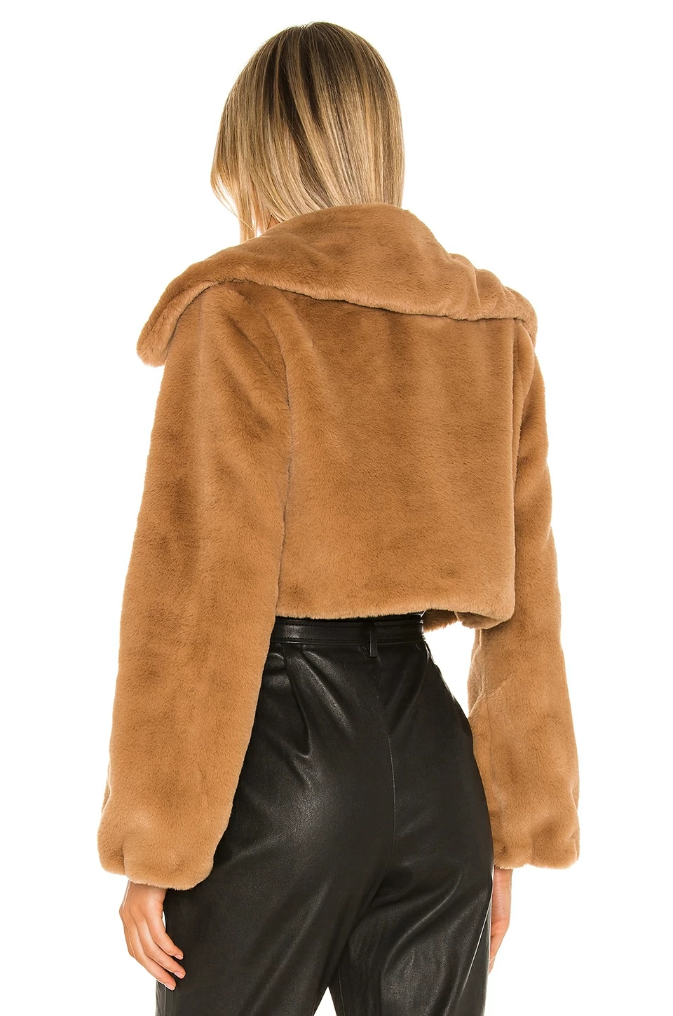 Camila Coelho Cleobella Cropped Faux Fur Jacket In Light Walnut 6 Camila Coelho Cleobella Cropped Faux Fur Jacket In Light Walnut - Image 4