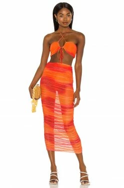 Camila Coelho Kelly Maxi Skirt In Orange Tie Dye -CAMILA COELHO Shop COEL WQ65 V4