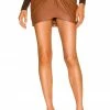 Camila Coelho Danielle Leather Mini Skirt In Brown -CAMILA COELHO Shop COEL WQ80 V1