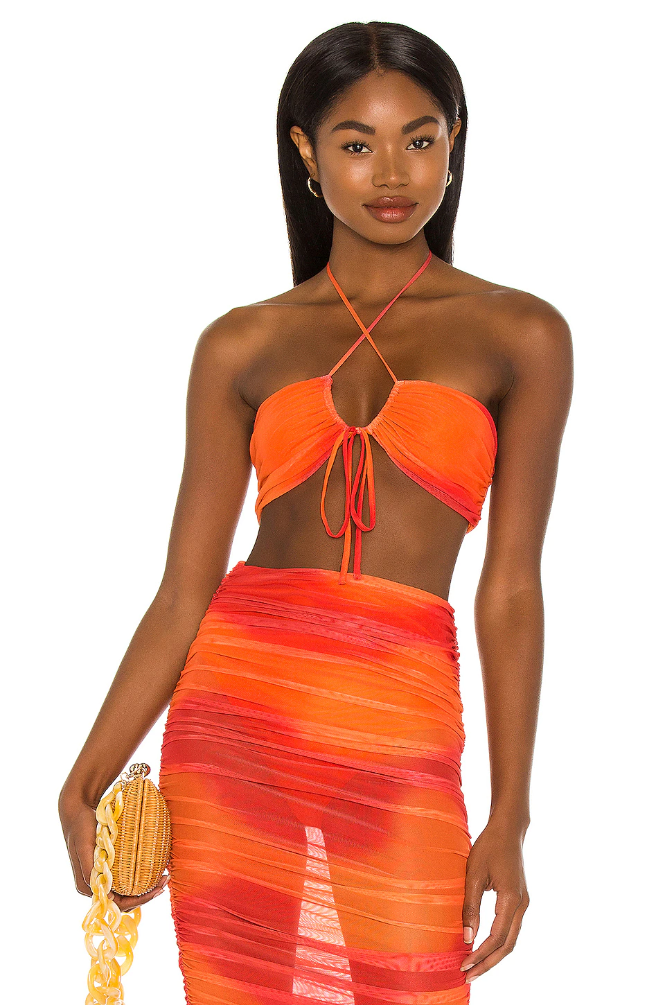 Camila Coelho Kelly Top In Orange Tie Dye