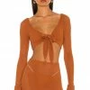 Camila Coelho Shirlie Crop Top In Hazel Brown 1 Camila Coelho Shirlie Crop Top In Hazel Brown -CAMILA COELHO Shop COEL WS174 V1