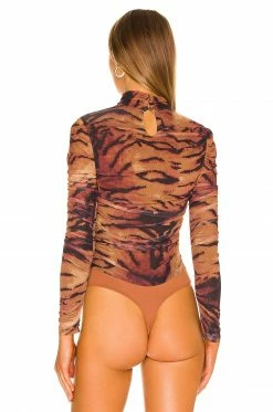 Camila Coelho Lara Bodysuit In Black Tiger Stripe -CAMILA COELHO Shop COEL WS193 V4