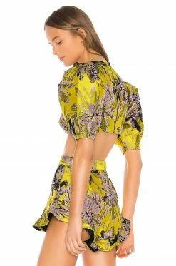 Camila Coelho Kahlo Crop Top In Yellow Floral -CAMILA COELHO Shop COEL WS4 V3