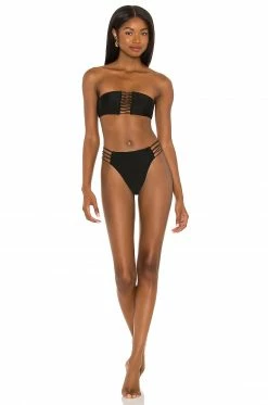 Camila Coelho Laura High Waist Bottom In Black -CAMILA COELHO Shop COEL WX104 V4